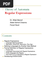 Theory of Automata: Regular Expressions