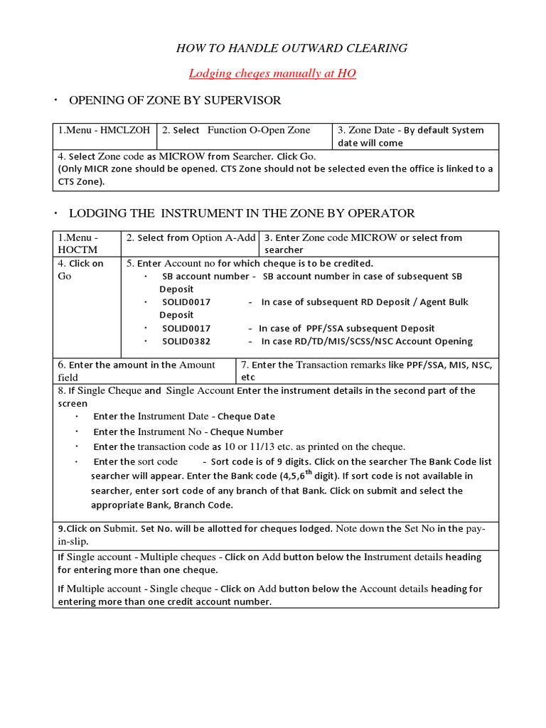 Cheque Clearing in HO | PDF | Cheque | Money