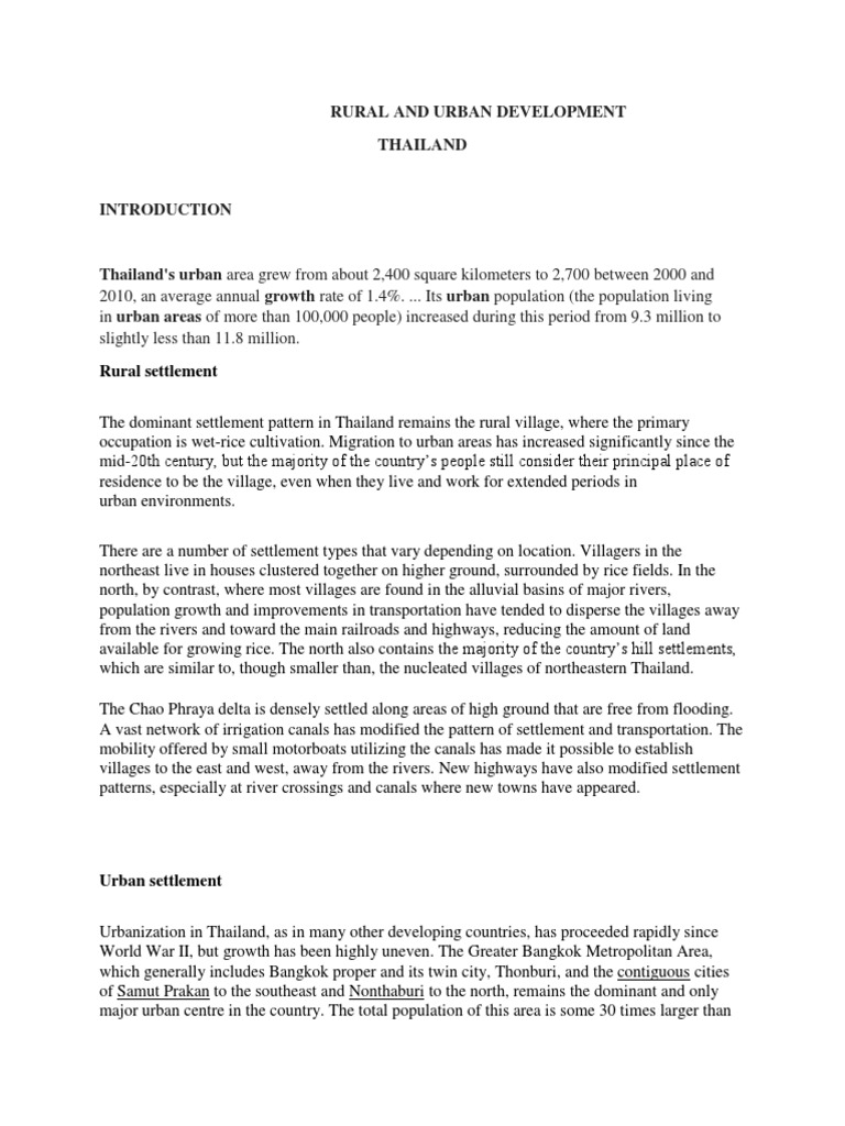 Rural and Urban Development | PDF | Thailand | Bangkok