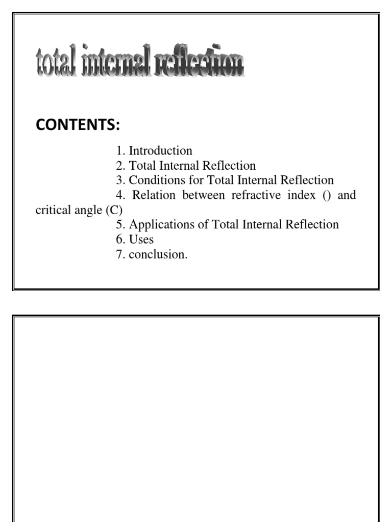 Total Internal Reflection Explained | PDF | Refraction | Reflection ...