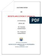 Renewable Energy Sources: Lecture Notes