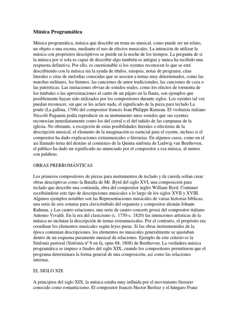 Música Programática | PDF | Las artes escénicas | Composiciones Musicales