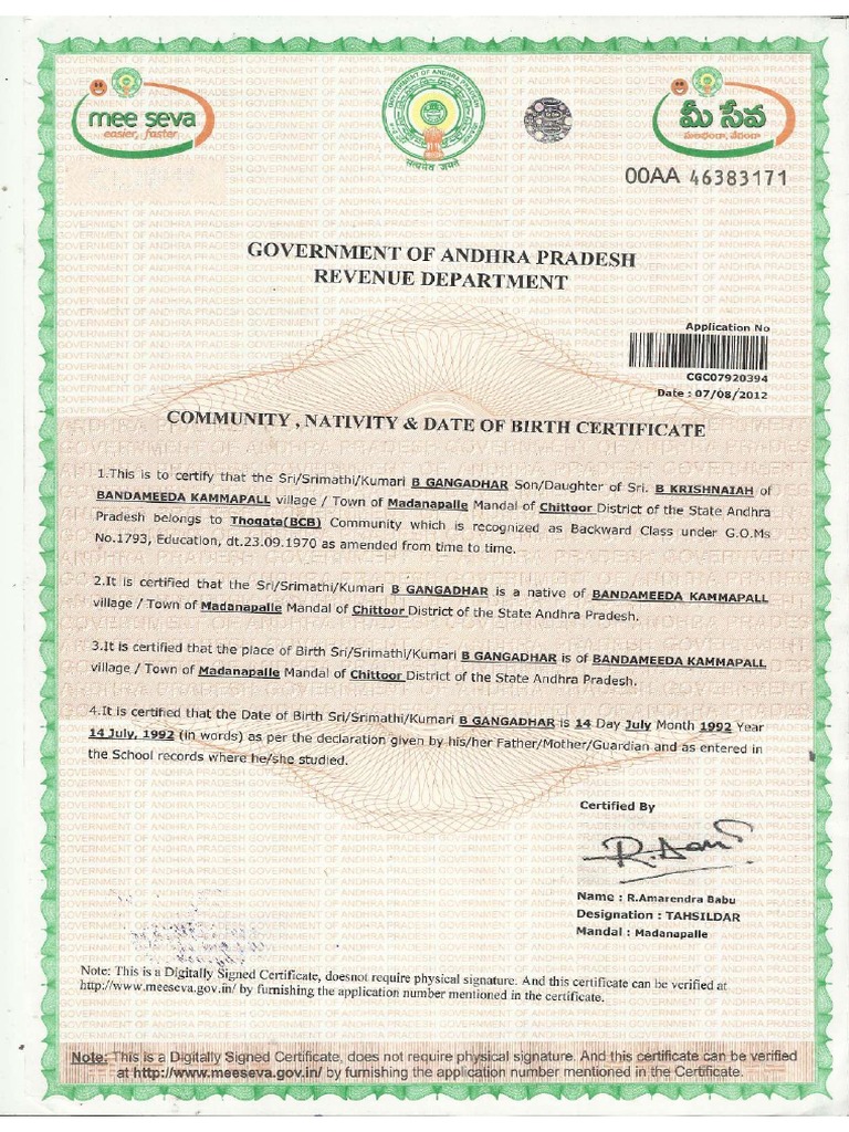 Community Certificate Pdf