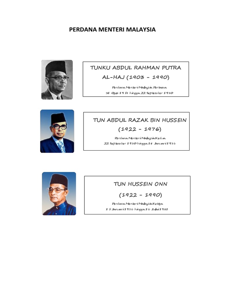 Senarai Perdana Menteri Malaysia Pdf