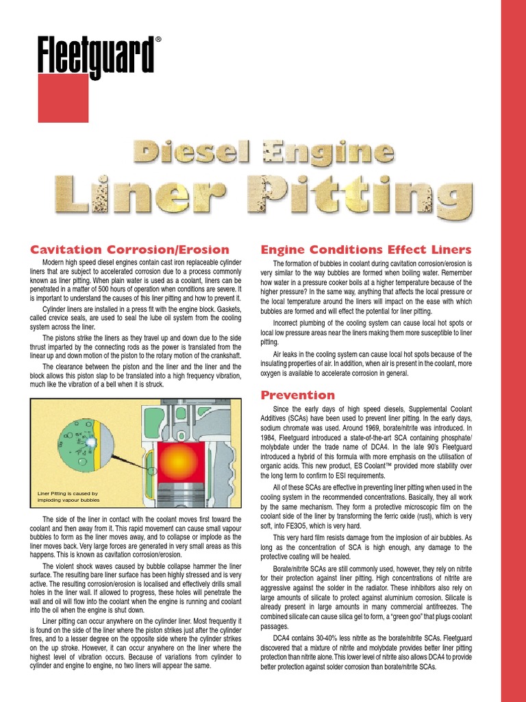 Cavitation Corrosion/Erosion Engine Conditions Effect Liners PDF