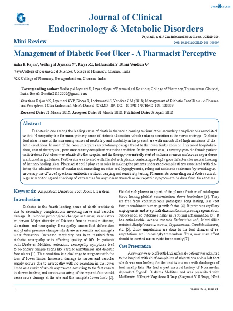 Pharmacist's Role in Diabetic Foot Care | PDF | Diabetes Mellitus | Wound