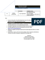 Department of Psychology University of Sargodha: Sr. No Position No of Posts Eligibility Criteria