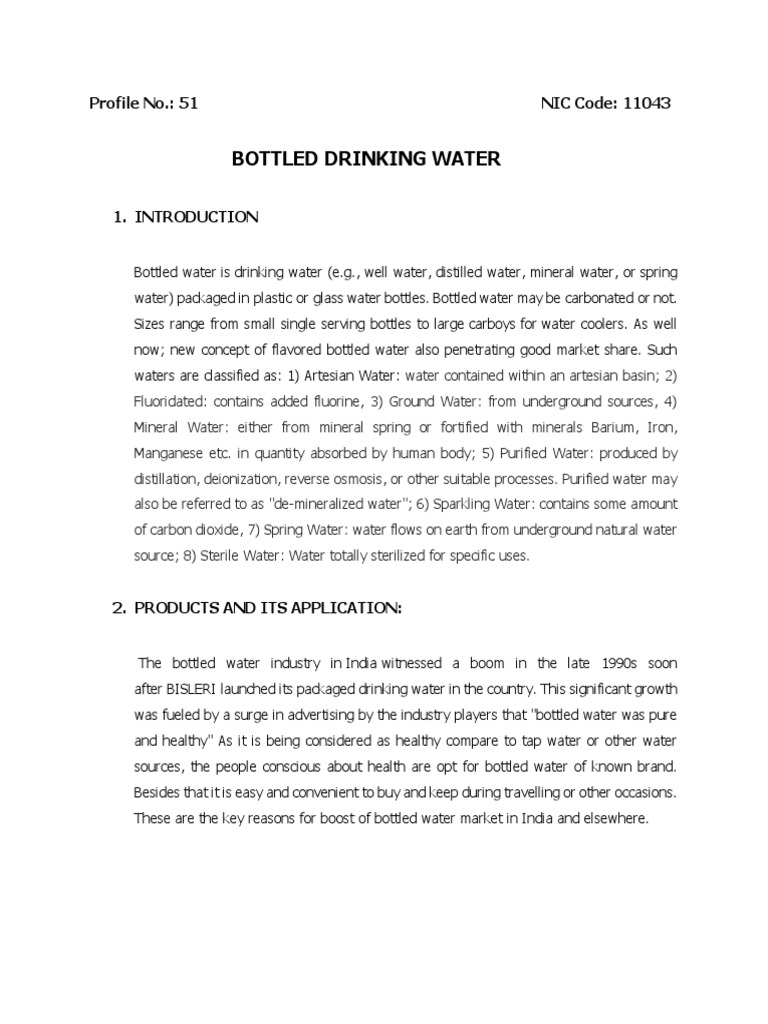 Bottled Drinking Water Pdf Bottled Water Purified Water