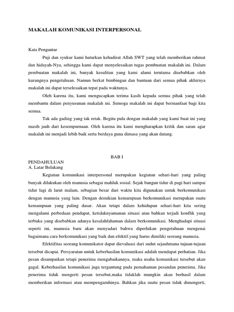 Makalah Komunikasi Interpersonal