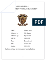 Assignment No. 1 Investment Portfolio Management: Lahore College For Women University Lahore