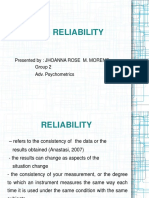 Item Reliability: Presented By: Jhoanna Rose M. Moreno Group 2 Adv. Psychometrics