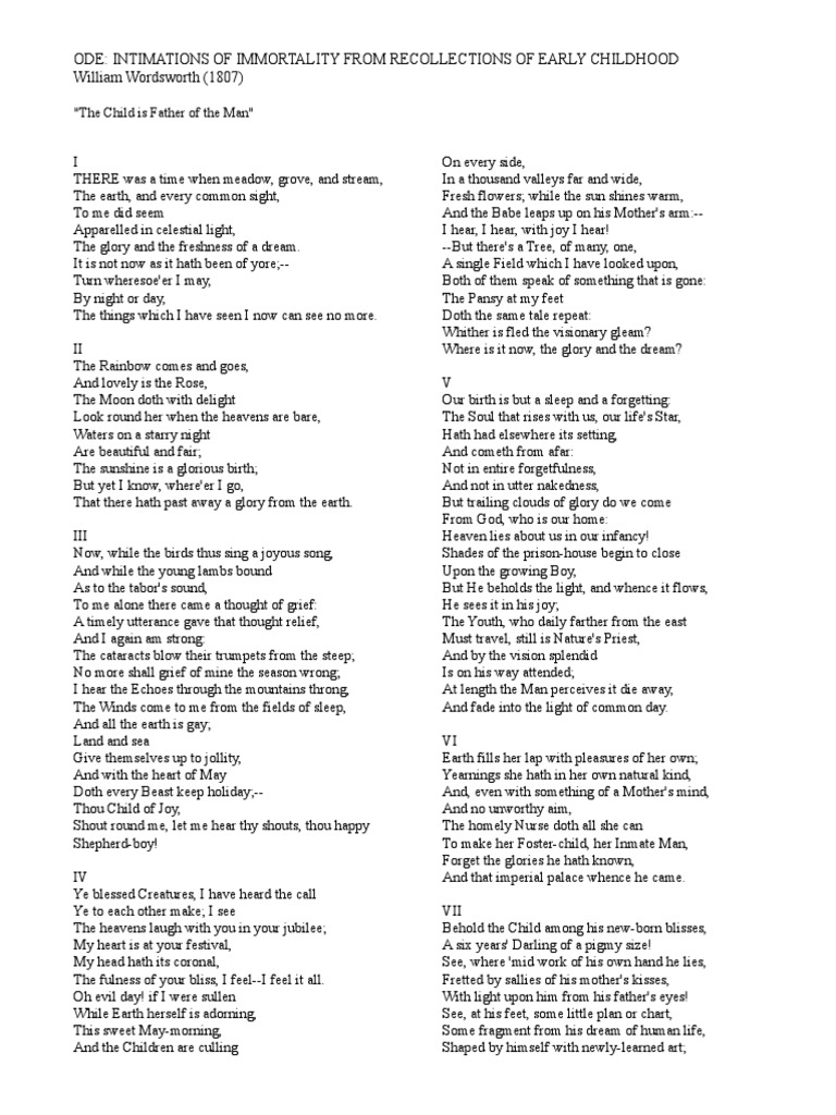 Ode On Intimation Of Immortality Pdf