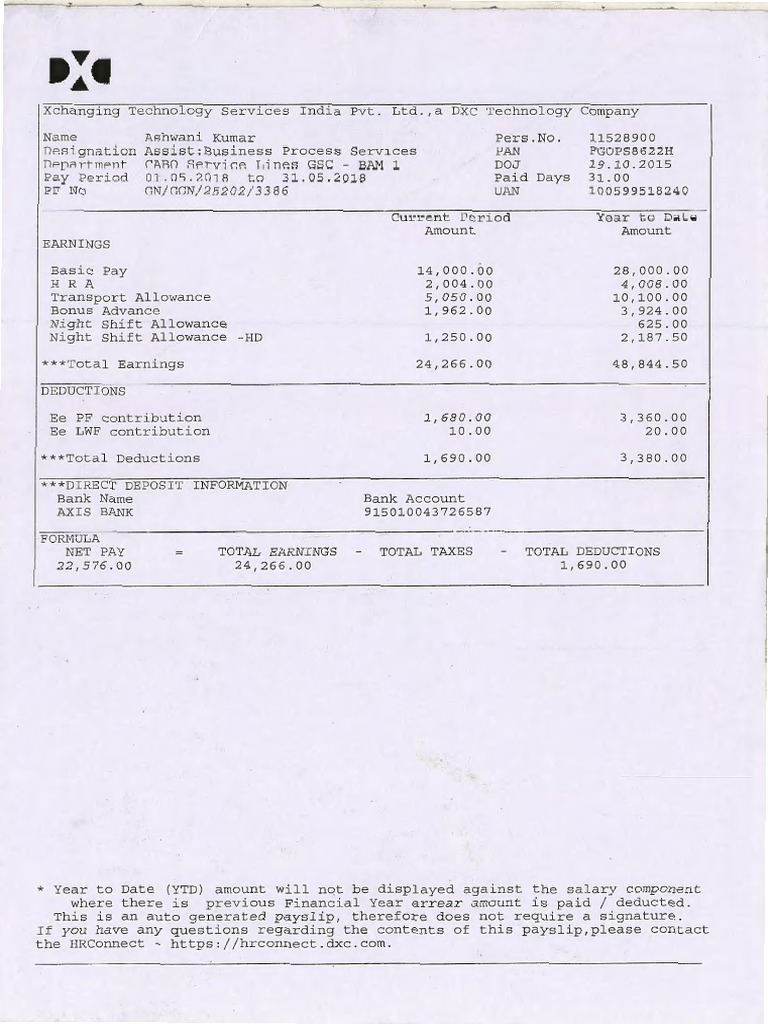 Salary Slip PDF Payments Business