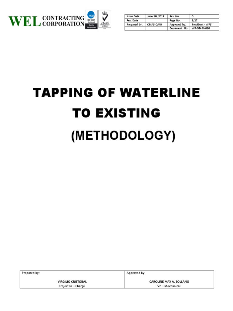Waterline Stub-Out Tapping Methodology | PDF | Personal Protective ...