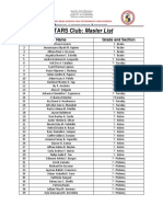 STARS Club: Master List: No. Name Grade and Section