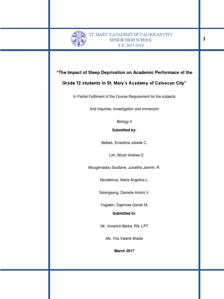 Impact of Sleep Deprivation on Grades | PDF | Memory | Sleep