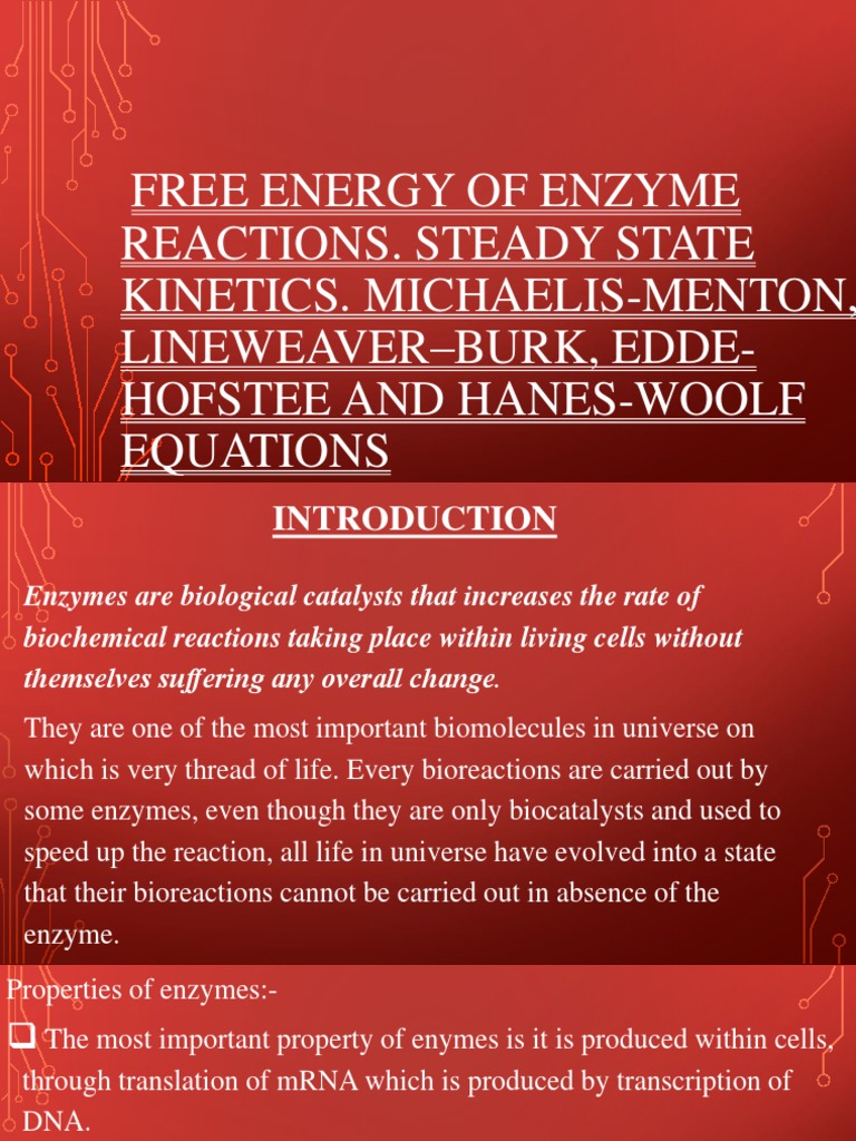 Equations in Enzyme PDF Enzyme Gibbs Free Energy
