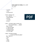 I. Choose The Correct Answer by Crossing A, B, C, or D