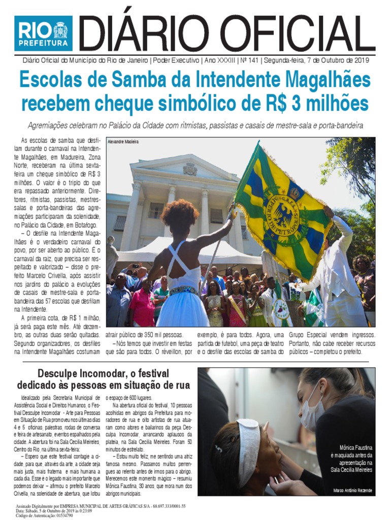 Rio de Janeiro 2019-10-07 Completo | PDF | Rio de Janeiro | Estatuto