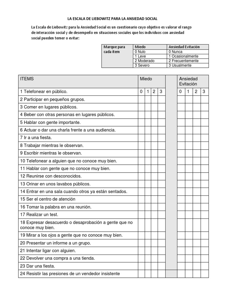 Échelle D’Anxiété Sociale Liebowitz – WAGOAV