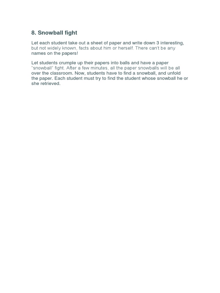 Snowball Fight | PDF