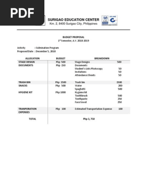 Budget Proposal