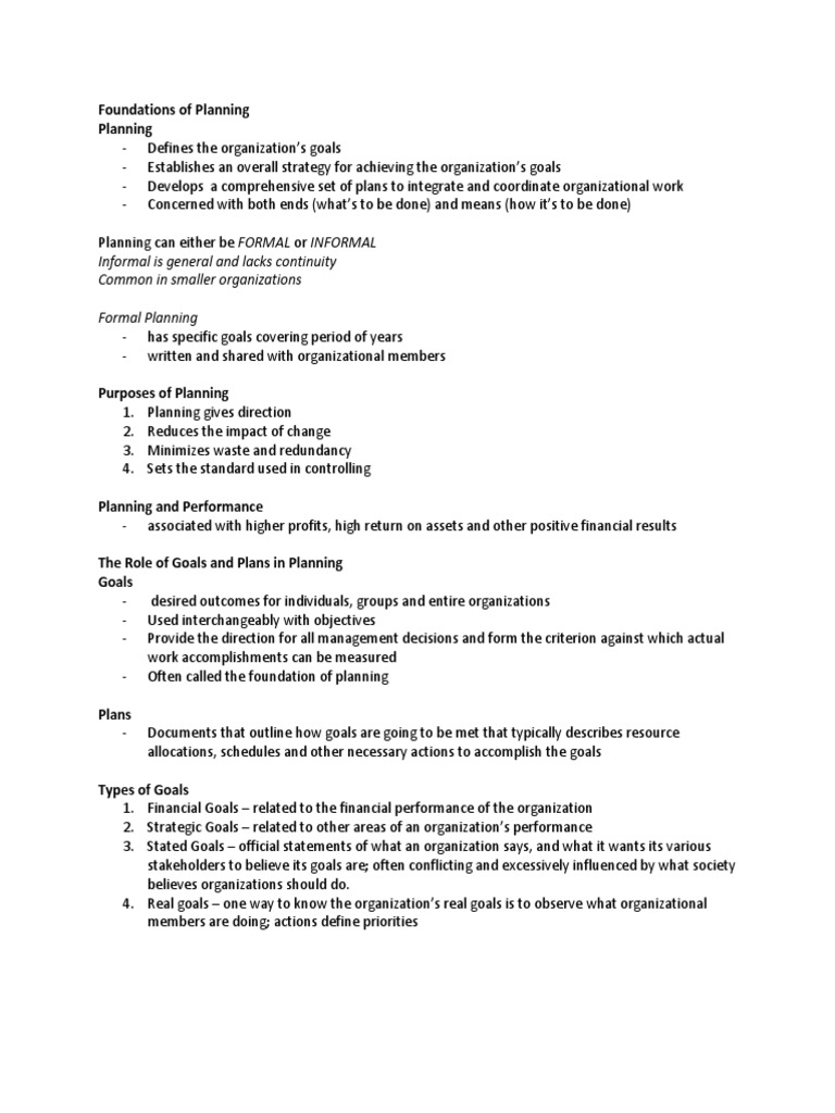 Foundations Of Planning Pdf Goal Goal Setting