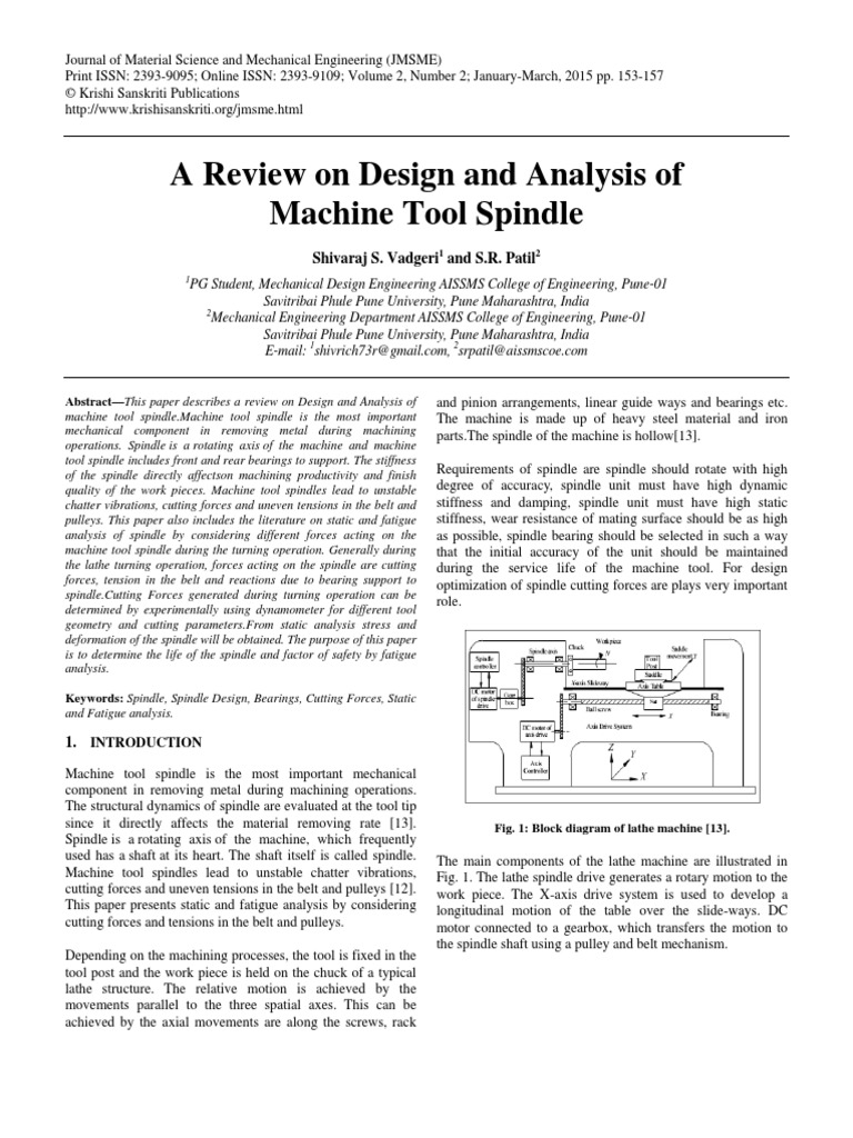 Design of Machine Tool Spindle | PDF | Bearing (Mechanical) | Machines