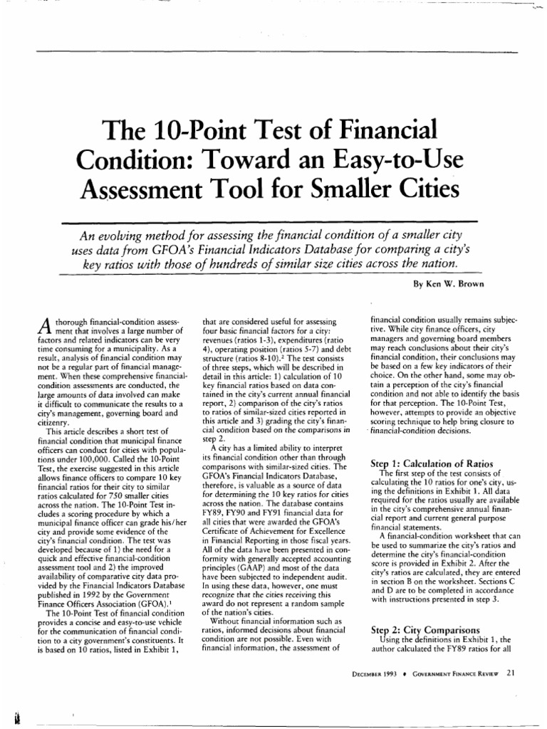 Kenneth Brown Ten Point Test | PDF