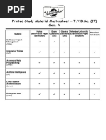 Printed Study Material Mastersheet T.Y.B.Sc. (IT) Sem. V