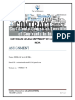 Assignment: Certificate Course On Validity of Contracts in India