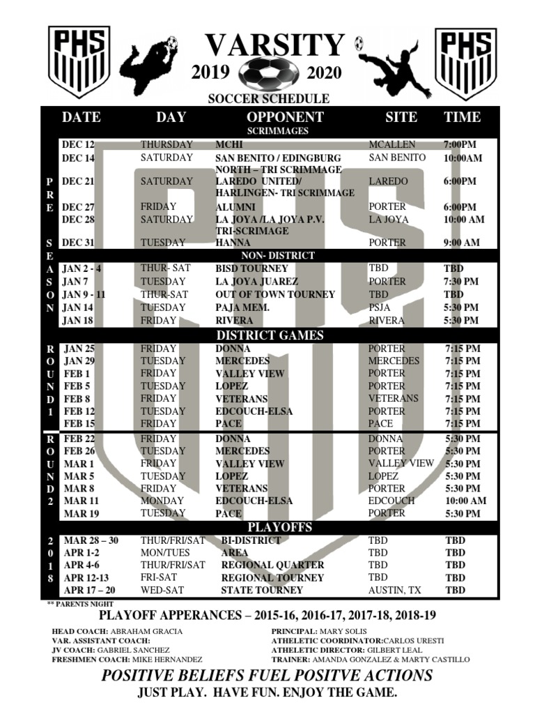 Soccer Schedules 2020 All PDF Edinburg Sports