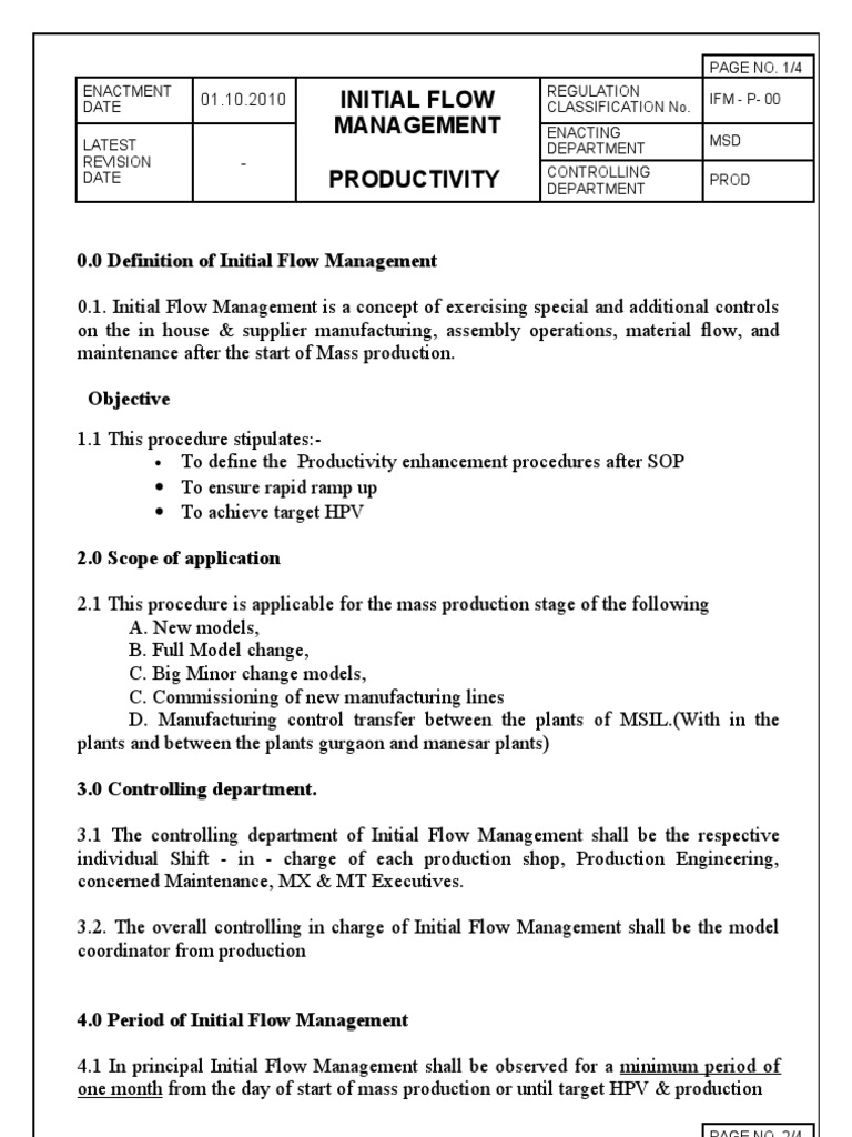 Initial Flow Management Procedure | PDF | Business