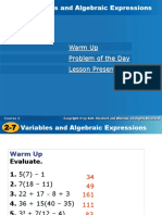 Algebraic Expressions Power Point