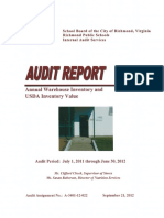 Warehouse and USDA Inventory Audit Report FY2012
