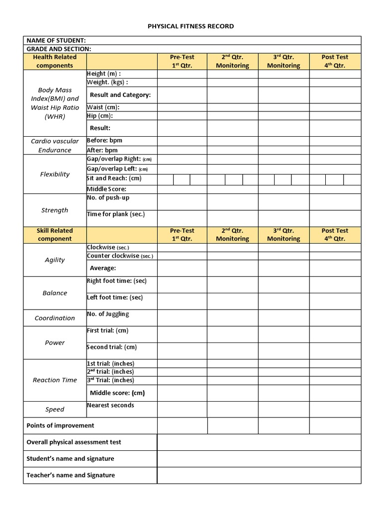 WHR and BMI Physical Fitness Assessment | PDF | Body Mass Index | Body ...