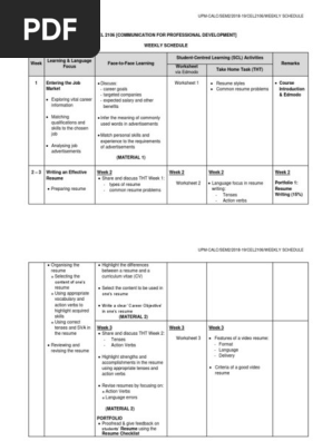 CEL 2106 Weekly Schedule