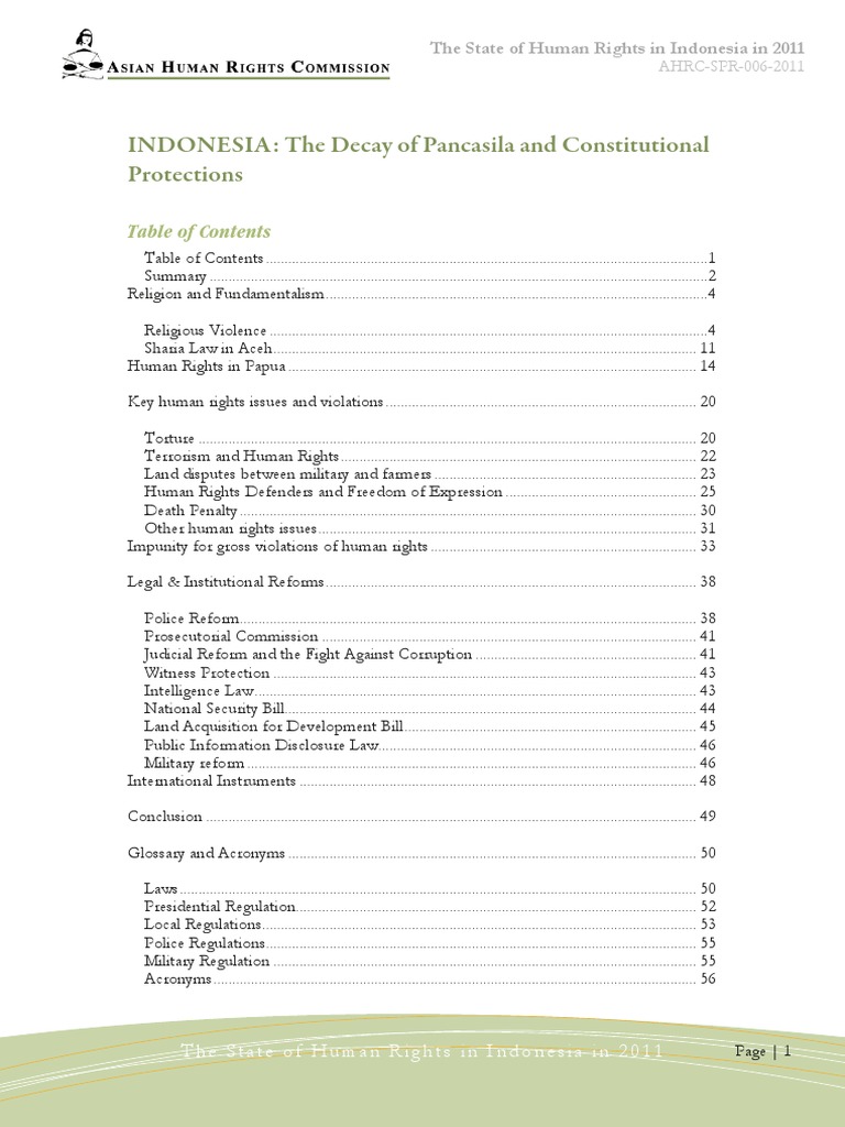 Human Rights in Indonesia 2011 Report | PDF | Sharia | Indonesia