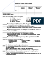 Plasma Membrane Worksheet: Complete The Table by Checking The Correct Column For Each Statement