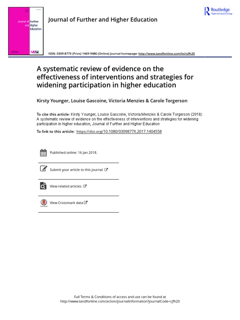 A Systematic Review of Evidence On The Higher Education | PDF ...