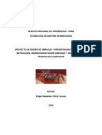 Proyecto de Diseño de Empaque y Presentacion Del Producto Metrología, Normatividad Sobre Empaque y Envases de Los Productos o Servicios