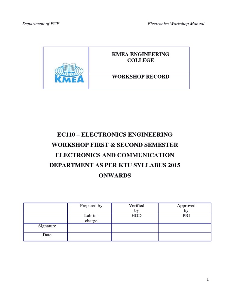 Electronics Workshop Manual Overview | PDF | Bipolar Junction ...