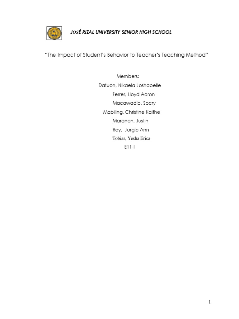 Impact of Student Behavior on Teaching | PDF | Teaching Method ...