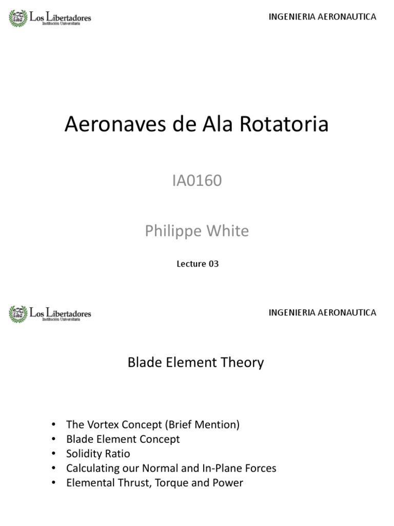 IA0160 PP03 Blade Element Theory PDF Helicopter Rotor Helicopter