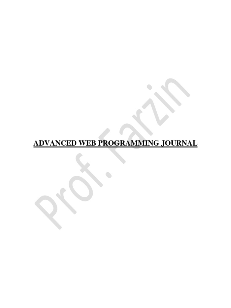 Advanced Web Programming Journal | PDF | Web Application | C Sharp ...