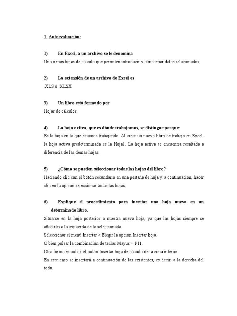 Auto Evaluacion Excel Point And Click Hoja De Calculo
