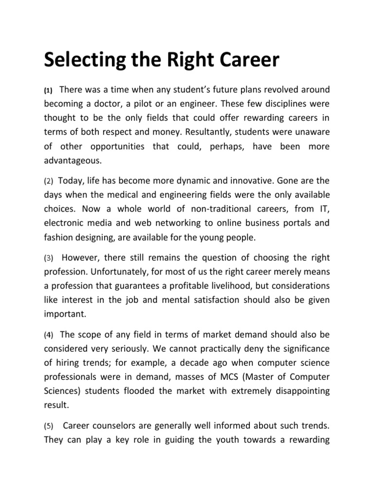 Importance of Choosing a Career | PDF | Engineering | Behavior Modification