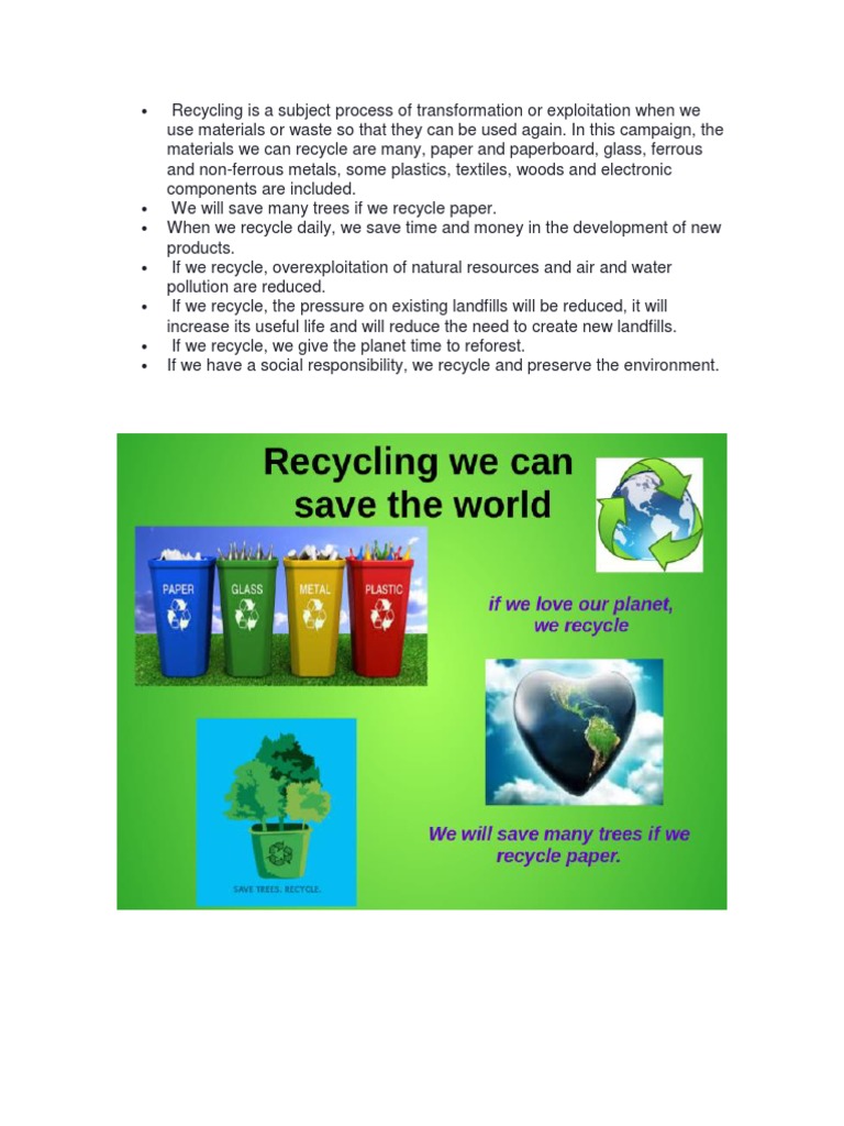 Benefits of Recycling for the Environment | PDF