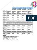 Daily Study Schedule: Time Monday Tuesday Wednesday Thursday Friday