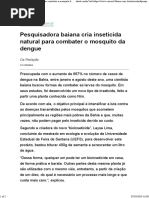 Pesquisadora Baiana Cria Inseticida Natural Para Combater Mosquito Da Dengue